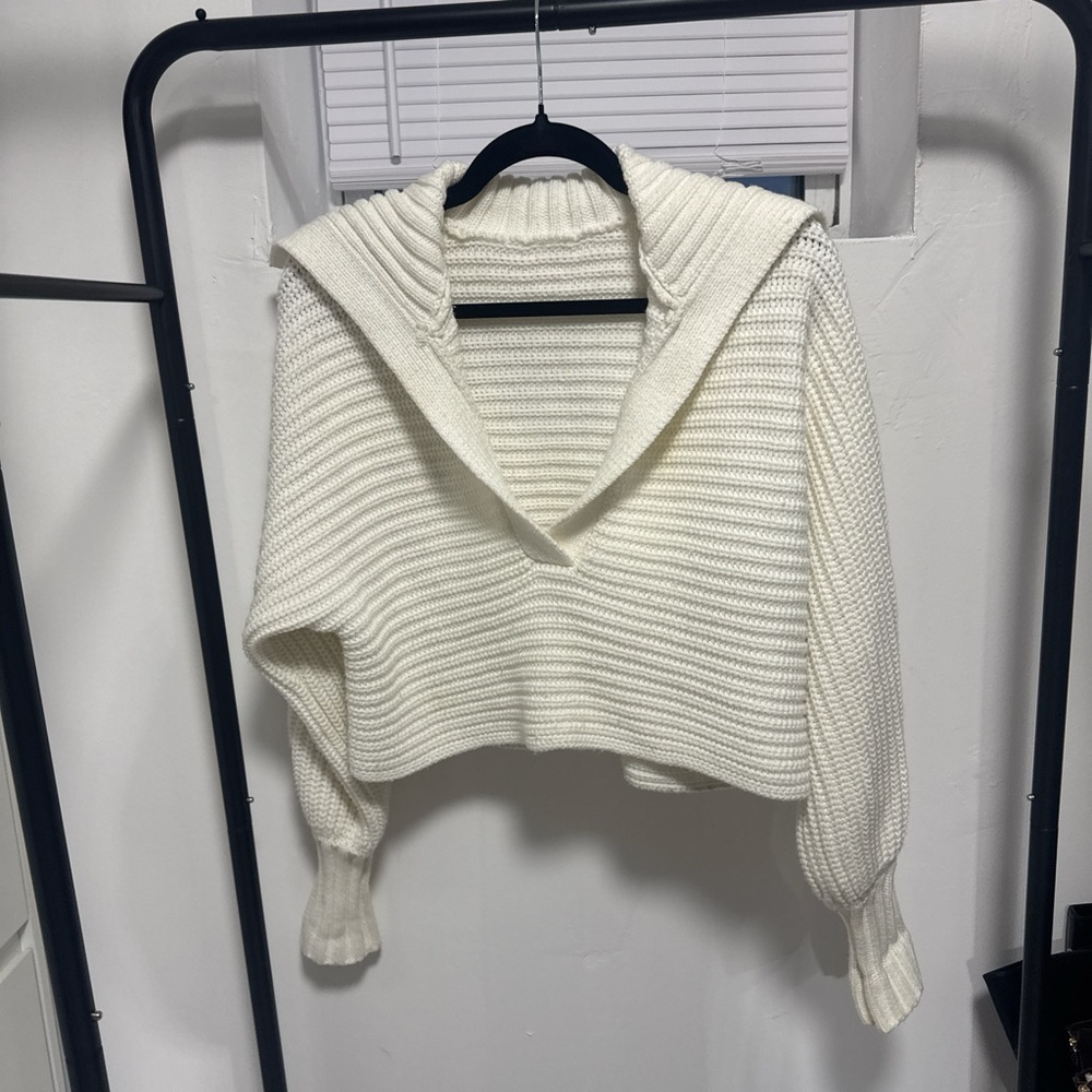NA-KD Chunky Knit Cropped Sweater – Cream/Ivory